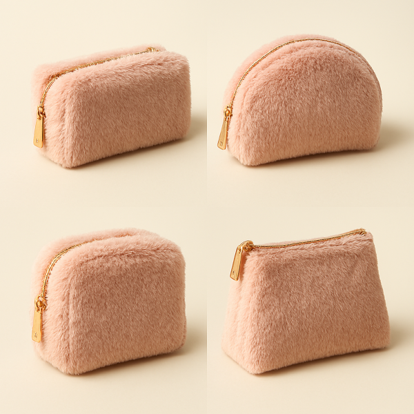 Faux Fur Plush Cosmetic Pouch Large Capacity Toiletry Case