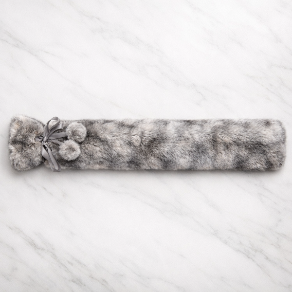 Luxury Faux Fur Long Hot Water Bottle ith Decorative Ribbon