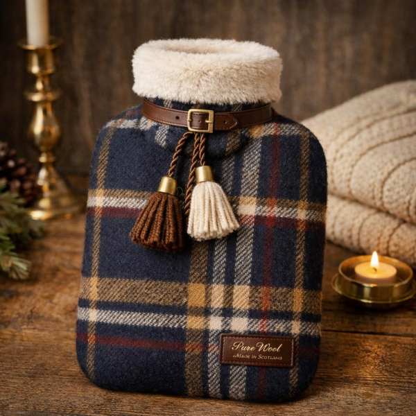 Heritage Wool Blend Luury Hot Water Bottle – Scottish Plaid Edition