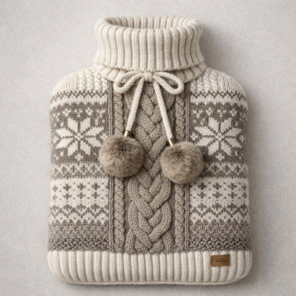 Alpine Luxe Cable‑Knit Hot Water Bottle Cover