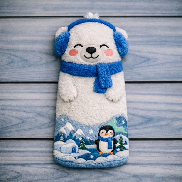 Winter Warm Series Small Long Hot Water Bottle Cover – Polar Bear
