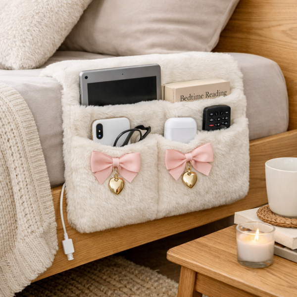 毛皮床头收纳袋