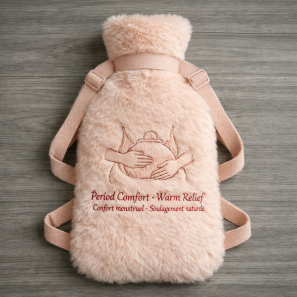 Menstrual Relief Long Hot Water Bottle – Blush Beige Faux Fur Edition