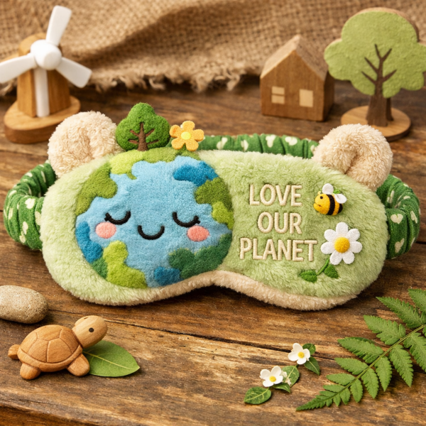 Eco-Friendly Earth Plush Kids Sleep Mask