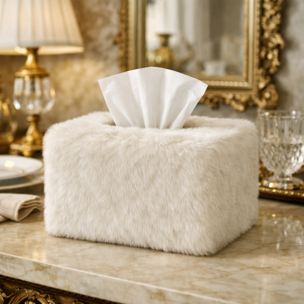 European Luxury Faux Fur Tissue Box Cover