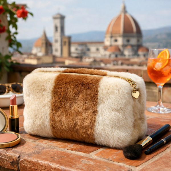 Italian style Faux Fur Makeup Bag