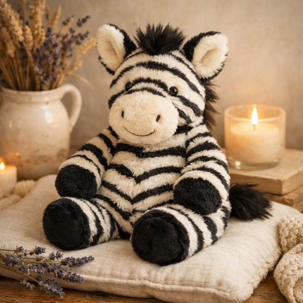 French Zebra Microwavable Plush Toy – Cozy Warmies Style