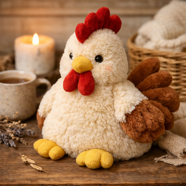 French Cozy Rooster Microwavable Plush Toy