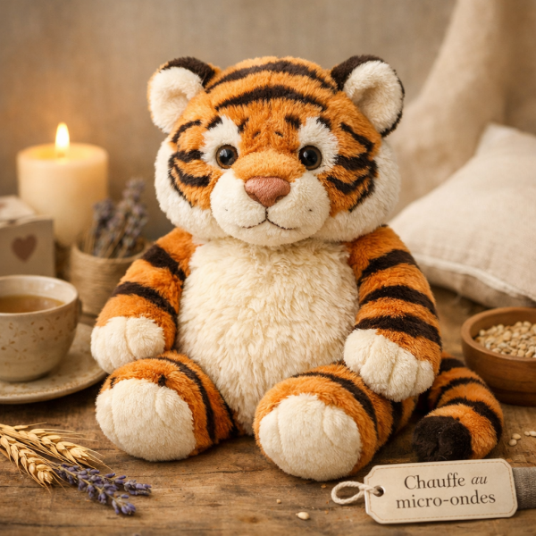 French Cozy Tiger Microwavable Heating Plush Toy