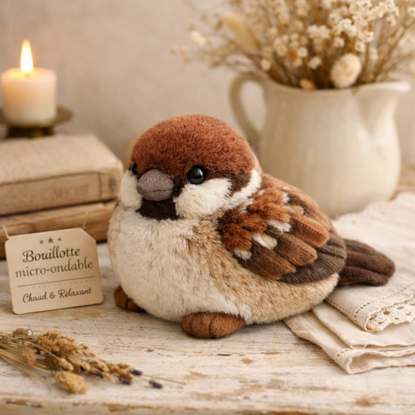 French Sparrow Microwavable Heating Plush Toy