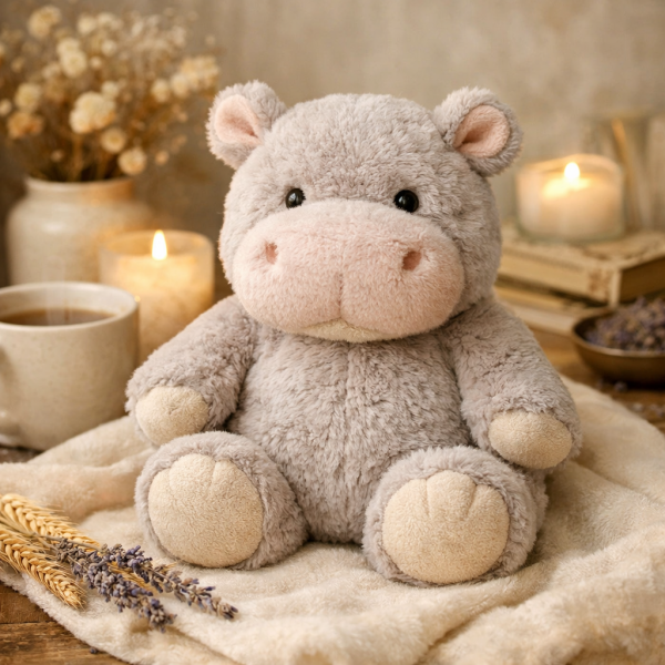 French Cozy Hippo Microwavable Heating Plush Toy